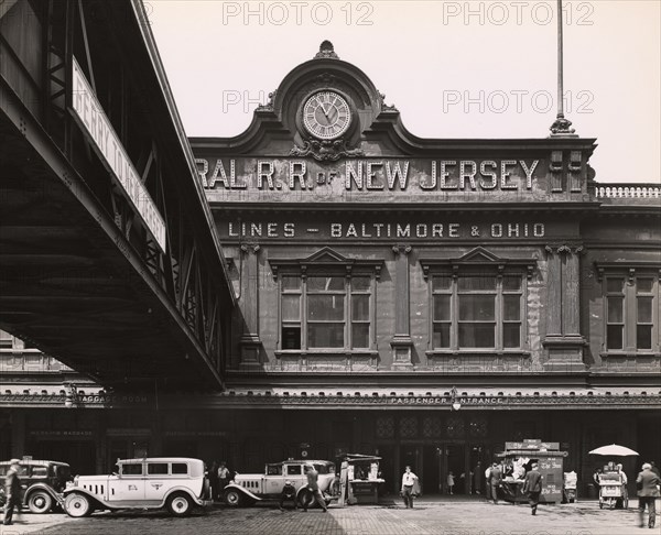 1930s New York City - Ferry, Central Railroad of New Jersey, Foot of Liberty Street, Manhattan ca. 1936