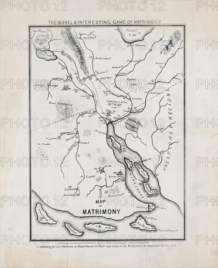 The novel & interesting game of matrimony. Map of matrimony ca. 1845