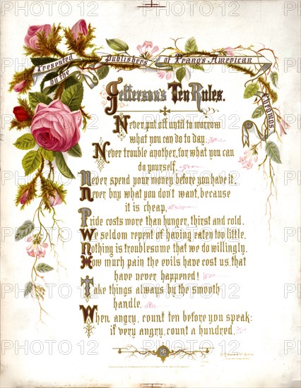 Jefferson's ten rules. Presented by the publishers of Prang's American chromos ca. 1873