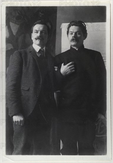 Axel Gallén and Maxim Gorky in Gallén´s studio Pirtti