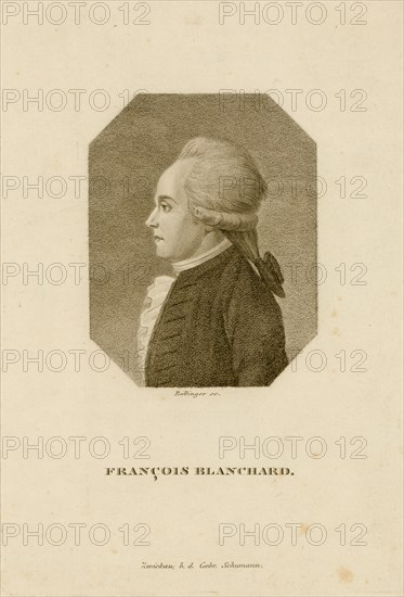 Half-length profile portrait of French balloonist Jean-Pierre Blanchard. 1780-1800