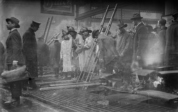 Aftermath of a fire in a New York City subway tunnel which took place near West 55th Street and Broadway, January 6, 1915