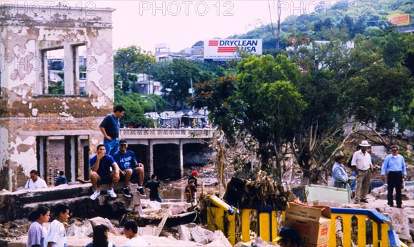 Flood damage along the Choluteca River caused by Hurricane Mitch - Tegucigalpa Honduras ca. November 1998