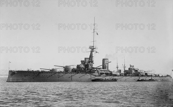 H.M.S. Monarch, a battleship of the Royal Navy of the United Kingdom which served in World War I ca. 1910-1915