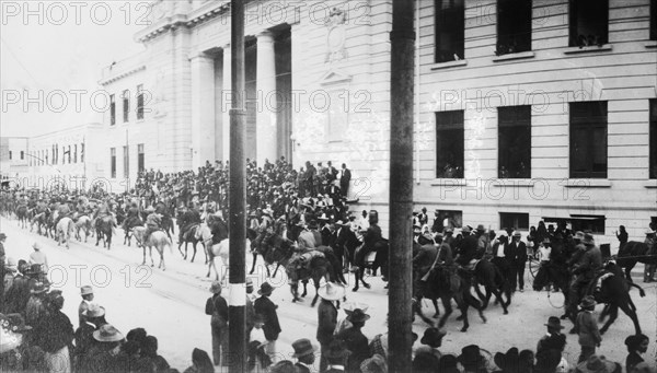 Mexican revolutionary leader Pascual Orozco (1882-1915) entering Chihuahua, Mexico ca. March 1912