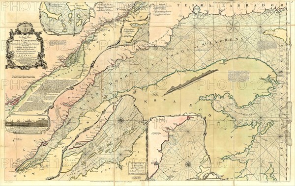 Vintage Maps / Antique Maps - An exact chart of the river St. Laurence, from Fort Frontenac to the island of Anticosti ca. 1771