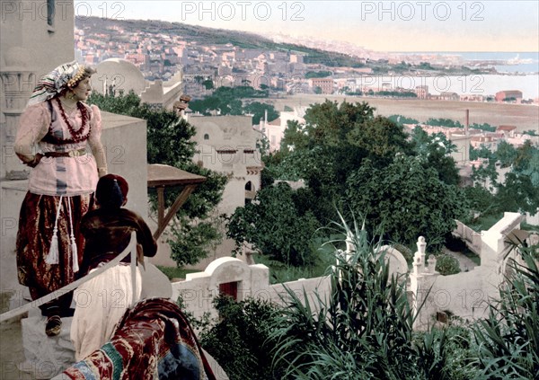 Moorish woman and child on the terrace, II, Algiers, Algeria