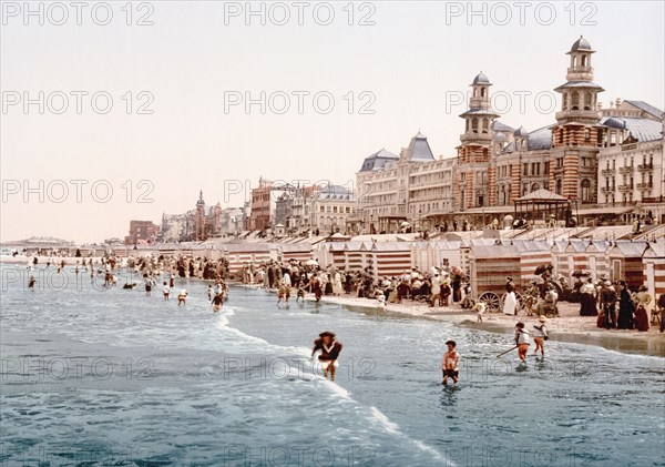 The beach and Kursaal, (i.e., Cursaal), Blankenberghe, Belgium ca. 1890-1900