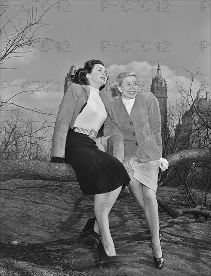 Portrait of Doris Day and Kitty Kallen, Central Park, New York, N.Y., ca. Apr. 1947