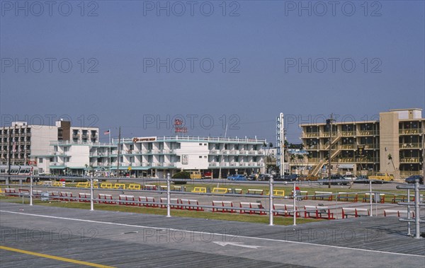 1970s United States -  Boardwalk motels, Wildwood, New Jersey 1978