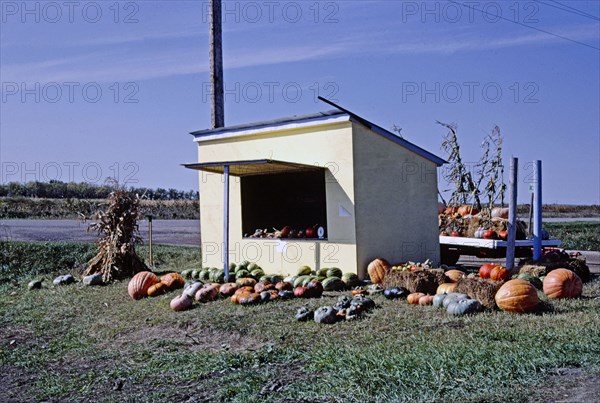 1980s America -  Farm stand, Frederick, South Dakota 1987