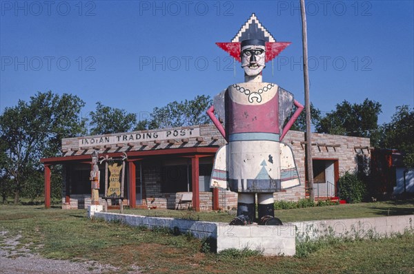 1980s America -   Indian Trading Post, Route 66, Elk City, Oklahoma 1982