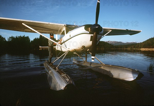 Seaplane sitting idle in the water