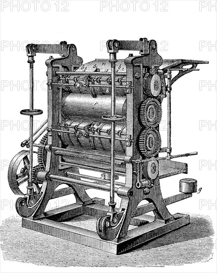 A calender is a series of hard pressure rollers used to finish or smooth a sheet of material such as paper