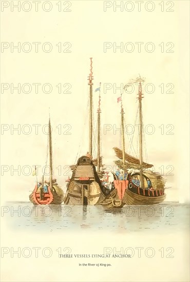 Three Vessels Lying at Anchor