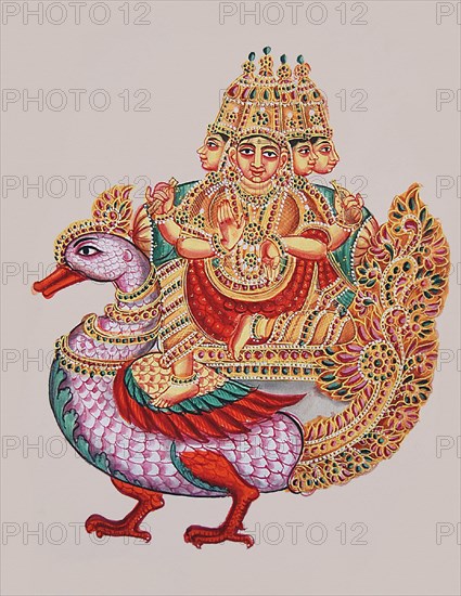 Brahma with four heads and four arms