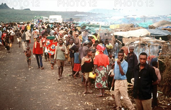 1994 - A close up view of the refugee camp near Goma, Zaire