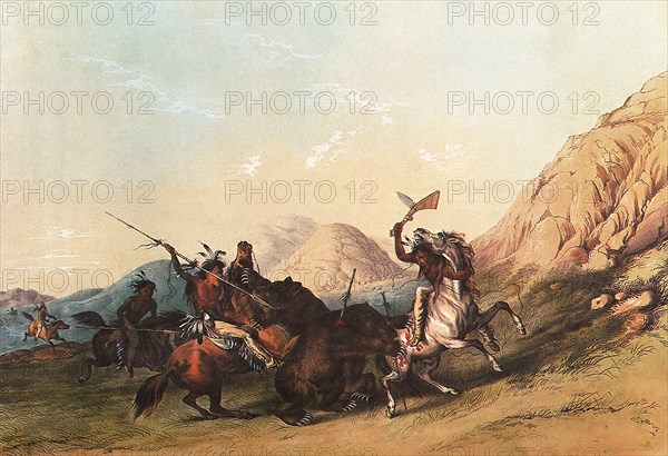 Indians attacking the Grizzly Bear.