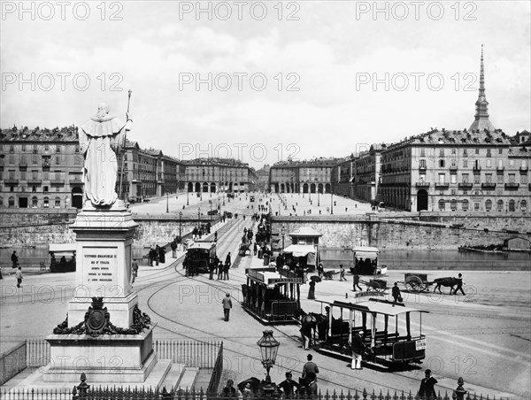 italy, piemonte, turin, piazza vittorio emanuele, antecedent 1897
autor: brogi