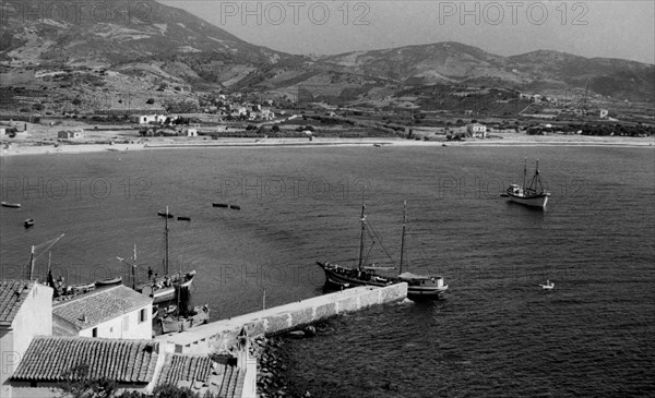 toscane, marina di campo, vue du port, 1920 1930