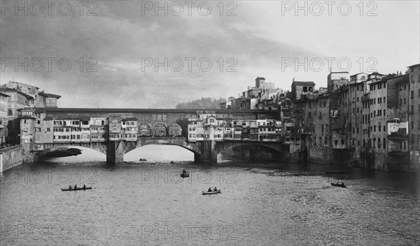 europe, italie, toscane, florence, vue de ponte vecchio, 1910 1920