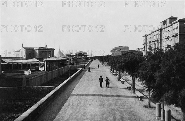 europe, italie, toscane, livourne, vue de viale regina margherita, 1900 1910