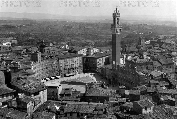 europe, italie, toscane, sienne, vue aérienne, 1910 1920