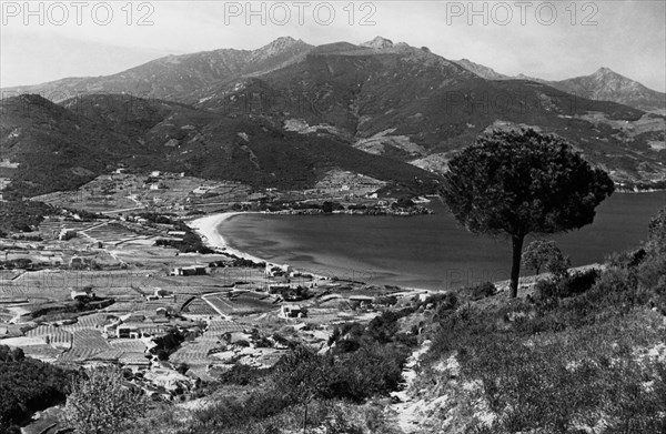 italie, toscane, île d'elbe, procchio, vue, 1957