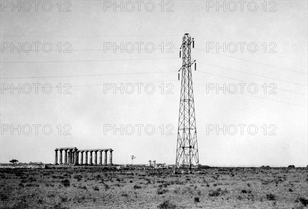 italie, basilicate, metaponto, vue des tables palatines, 1930