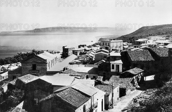 europe, italie, calabre, reggio calabre, palmi, panorama de la ville, 1920 1930