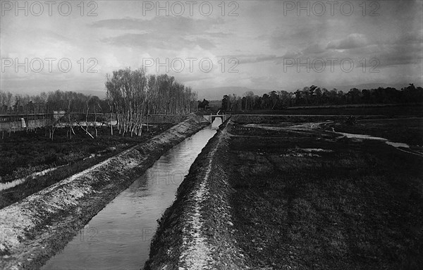 europe, italie, calabre, travaux publics, pont sur la rivière mesima, 1920 1930