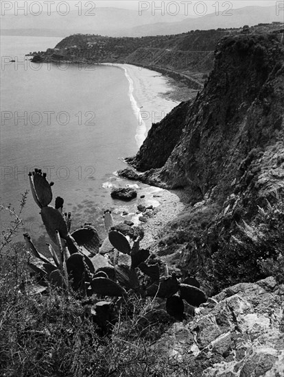 europa, italia, calabria, copanello, veduta della costa, 1954