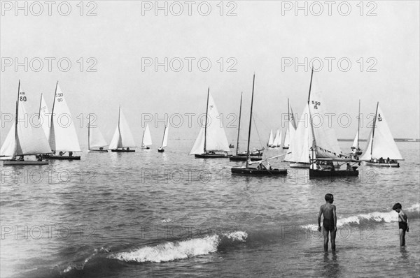 europe, italie, ligurie, genes, regate, 1920