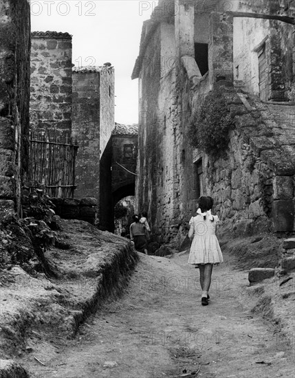 Italy. Lazio. Civita fraction of Bagnoregio. 1958