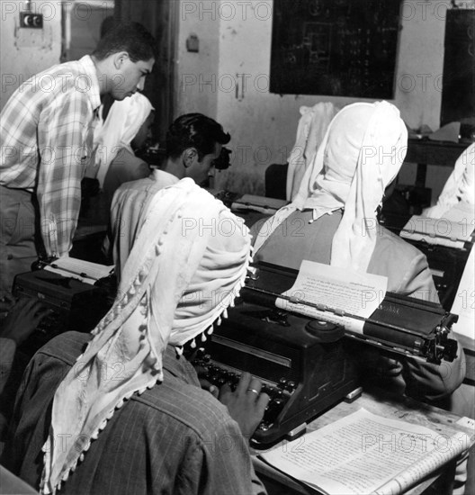 Asia. kuwait. al kuwait. students of a commercial school. 1955