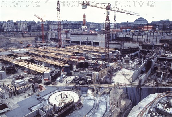 France, paris, arrangement of les halles headquarters, 70's