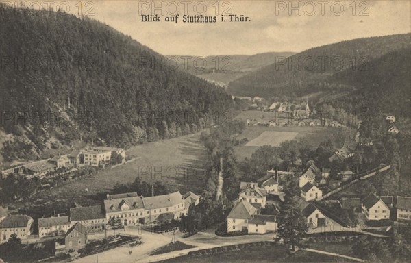 Stutzhaus in Thuringia, Germany, view from ca 1910, digital reproduction of a public domain postcard.