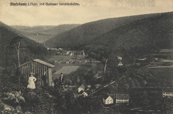 Stutzhaus in Thuringia with the Gothaer Vereinshütte, Germany, view from ca 1910, digital reproduction of a public domain postcard.