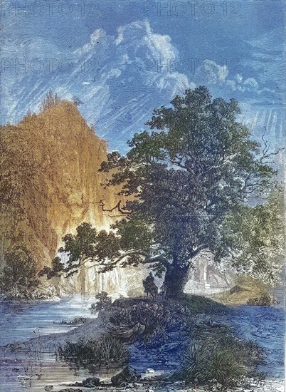 Harrassprung or Harrasfelsen and the Harras Oak in 1870