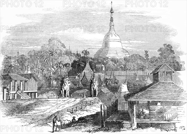 The dagon pagoda in Rangoon during Burmese war.