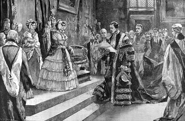 The Prince Chancellor Of Cambridge University Presenting An Address To Queen Victoria.