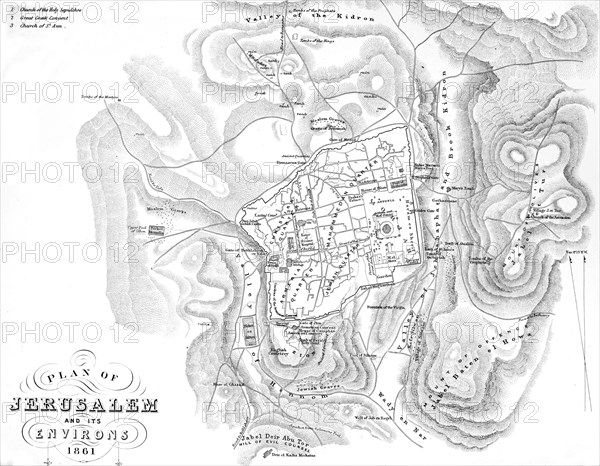 Plan Of Jerusalem And The Environs In 1861.