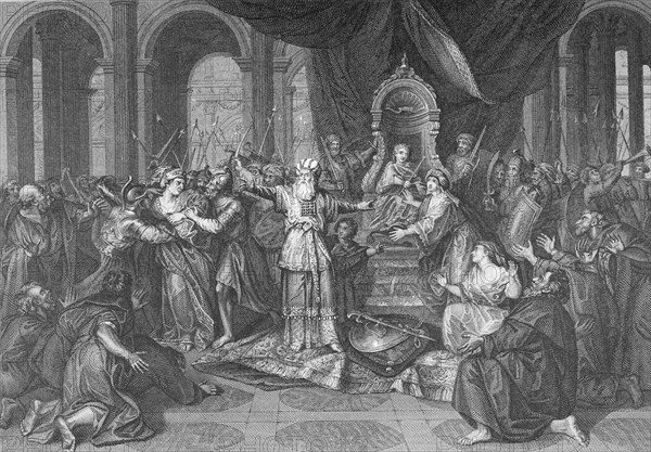 The infant Joash proclaimed king.