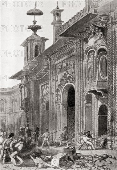 British soldiers looting the Qaisar Bagh Palace.