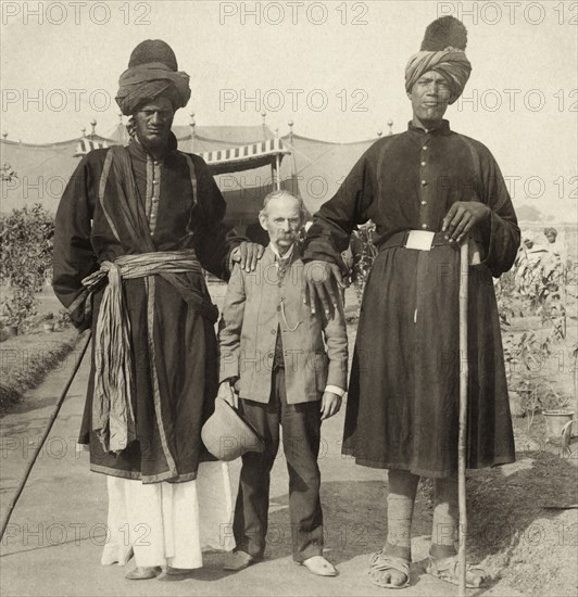 Professor Ricalton and two of his big Cashmere friends at the Durbar.