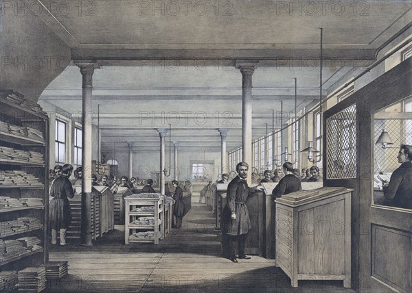 A 19th century European print shop.