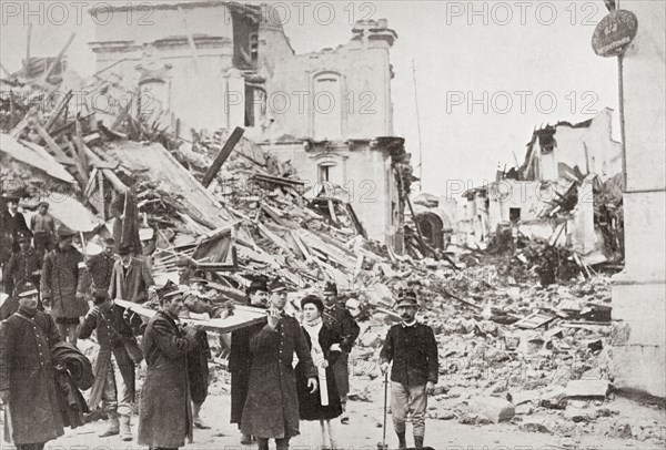 King Victor Emanuel III of Italy and his wife Elena of Montenegro visit Messina.