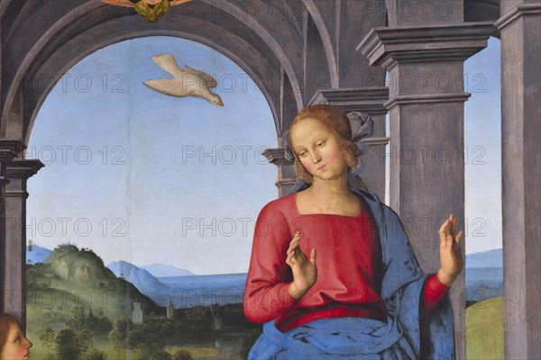 Pietro Vannucci known as Il Perugino, Annunciation, oil on panel, 1488-89