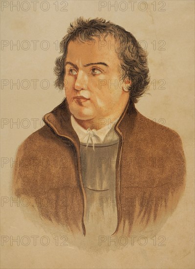 Martin Luther (1483-1546). German theologian and Augustinian friar. Portrait. Chromolithography. Historia Universal, by César Cantú. Volume VIII. Published in Barcelona, 1886.