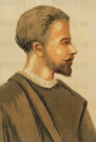 Philipp Melanchthon (1497-1560). German religious reformer. Portrait. Chromolithography. Historia Universal, by César Cantú. Volume VIII. Published in Barcelona, 1886.